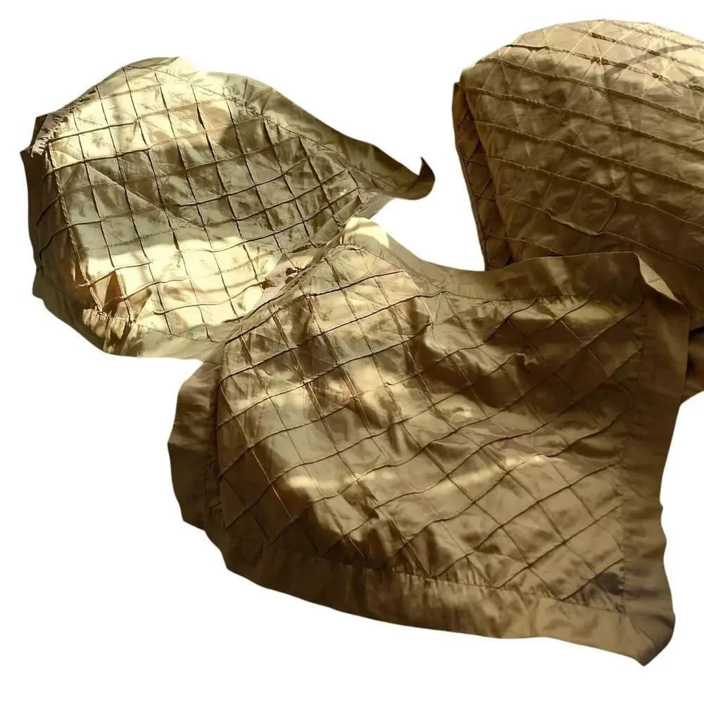 GORGEOUS GOLD! DIAMOND TUFTED GOLD SATIN DUVET COVER & MATCHED SHAMS SET! SZ FL